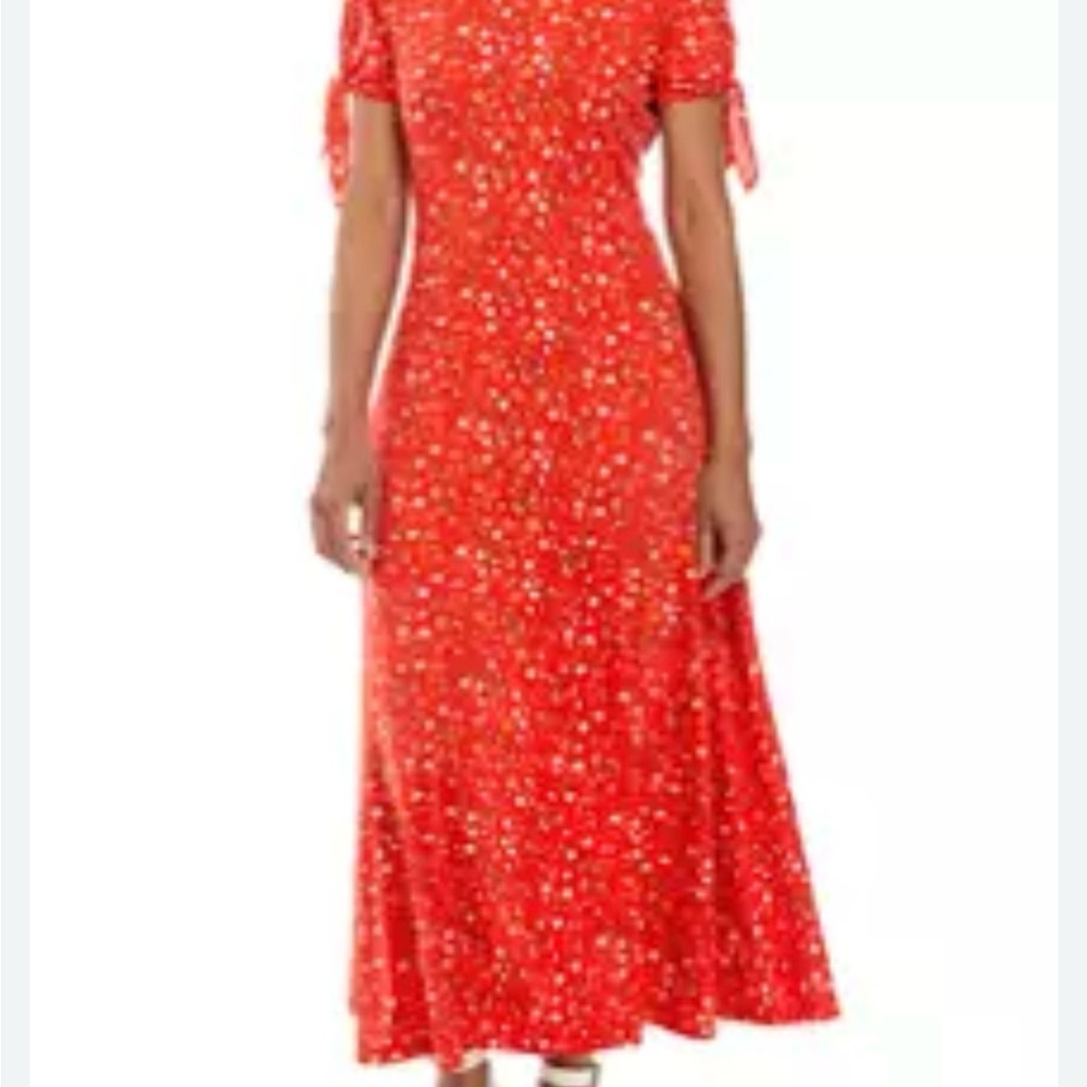 Emma and Michele women dress floral print maxi dress red soft fabric tie XL